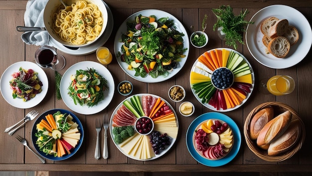 talerze z różnymi potrawami